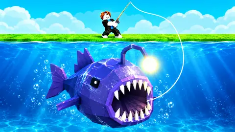 Anglerfish underwater below a player fishing