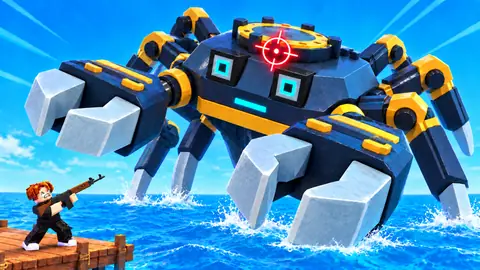 Giant robot crab towering over a player